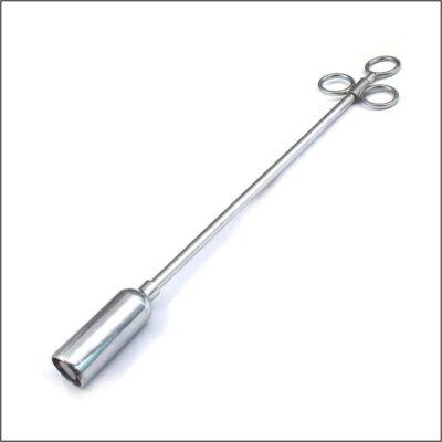 Stainless steel Balling Gun used for administering oral medication, boluses, or capsules to cattle, sheep, and livestock safely.