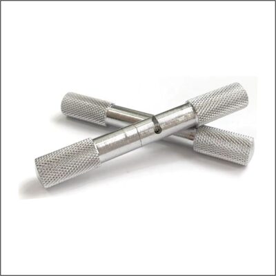 Dehorning wire saw handle used in veterinary procedures to remove animal horns.