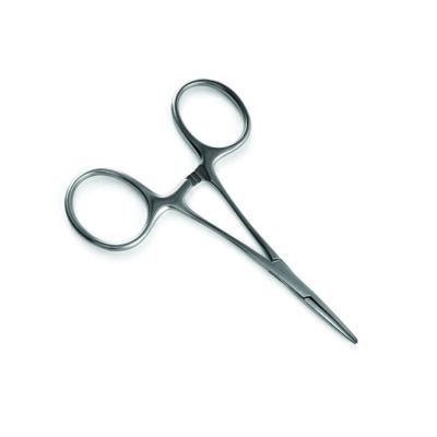 "Mosquito forceps used for clamping small blood vessels and precise surgical tasks in medical procedures."